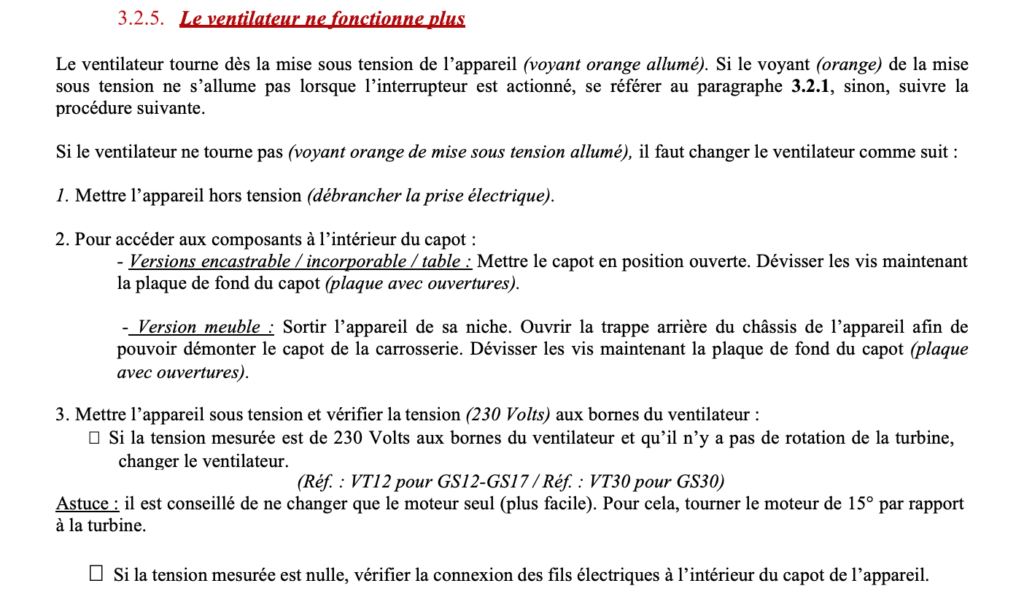 Le ventilateur ne fonctionne plus Gamasonic France